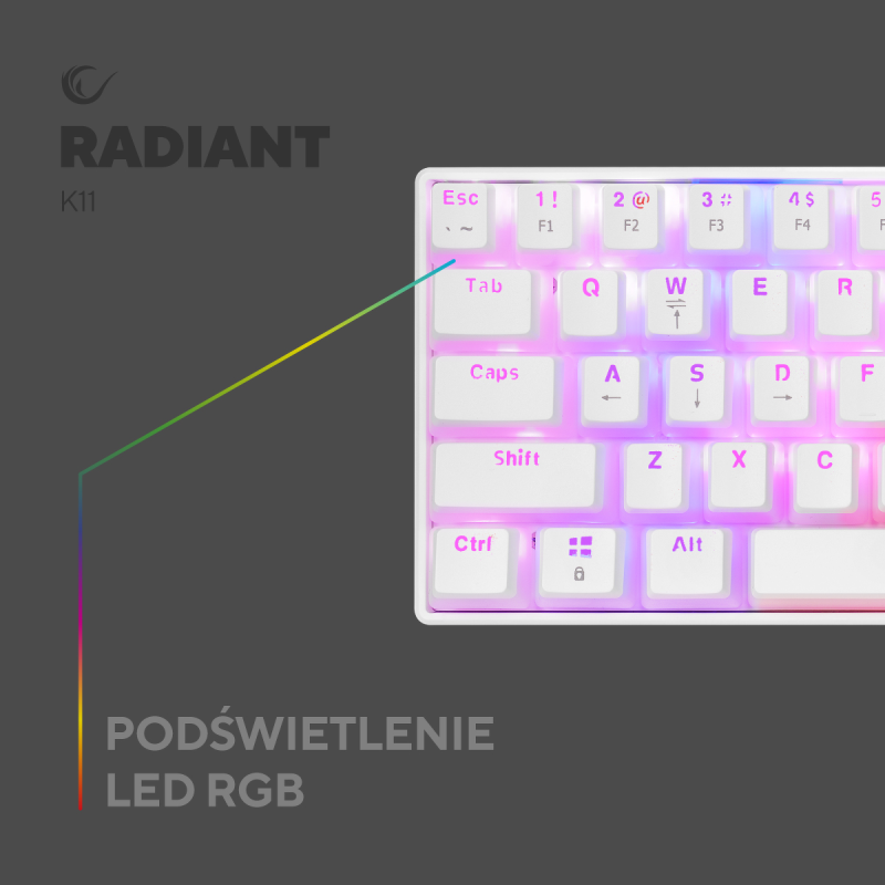 Rampage Klawiatura Mechaniczna RADIANT K11 RGB PUDDING... | PartsPC.pl