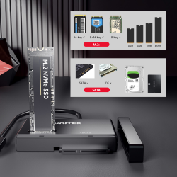 Unitek Mostek USB-C na dyski SATA i M.2 MVMe | PartsPC.pl