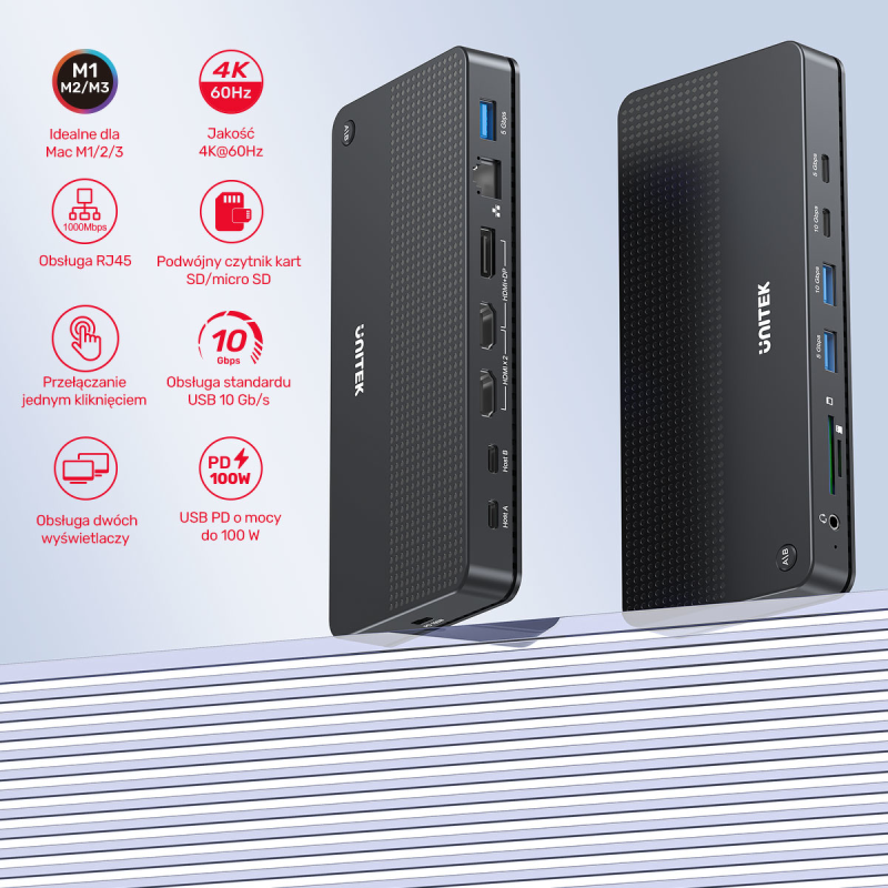 Unitek Przełącznik KVM 2 komputery 2 monitory 4K | PartsPC.pl