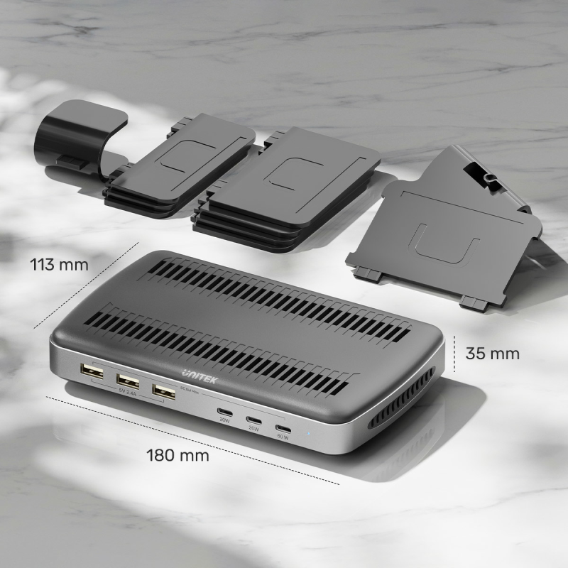 Unitek Stacja ładująca 3 x USB-A 20W, 3 x USB-C PD 60W... | PartsPC.pl