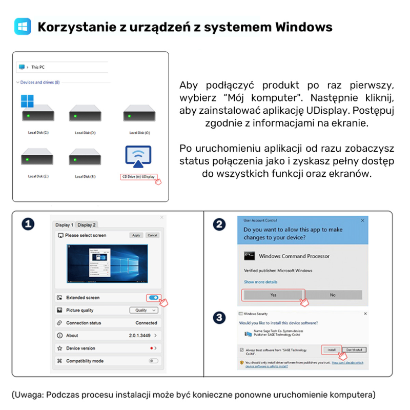 Unitek Adapter USB/C/A na 2x HDMI MST FullHD | PartsPC.pl