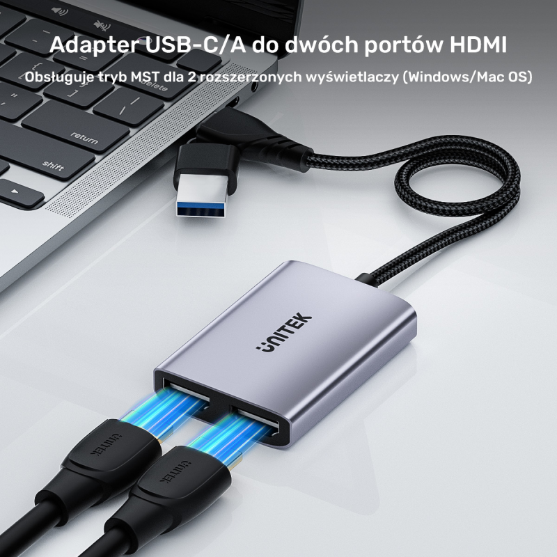 Unitek Adapter USB/C/A na 2x HDMI MST FullHD | PartsPC.pl