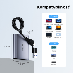 Unitek Adapter USB/C/A na 2x HDMI MST FullHD | PartsPC.pl