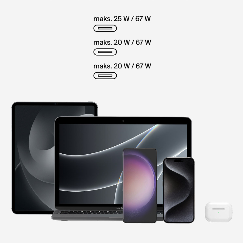 Belkin Ładowarka kątowa 3 porty USB-C PPS 67 W | PartsPC.pl