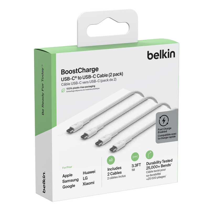 Belkin BoostCharge Kable USB-C na USB-C 60W, 1 m, biały... | PartsPC.pl