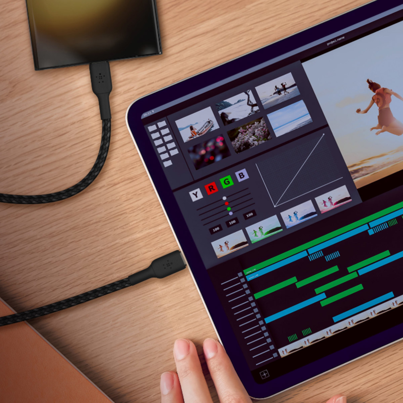 Belkin 2 Kable w oplocie USB-C na USB-C 60W, 1 m, białe | PartsPC.pl