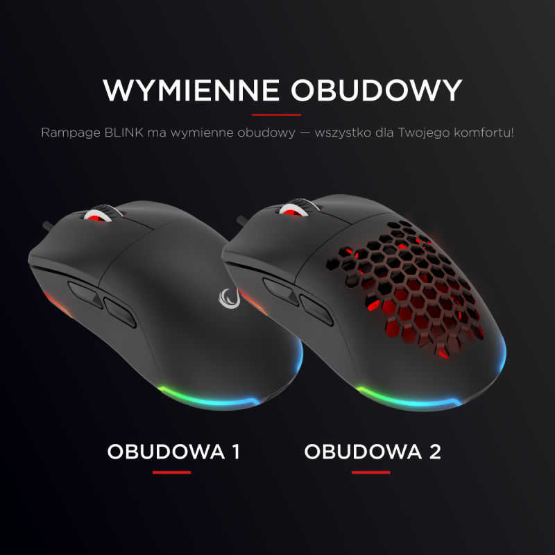 Rampage BLINK myszka gamingowa przewodowa USB, 12800... | PartsPC.pl