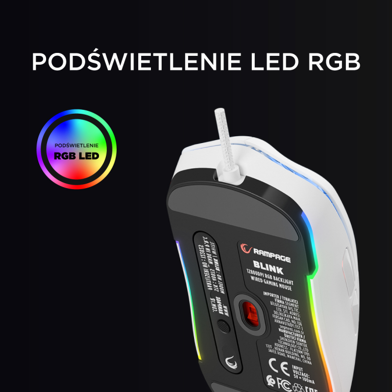 Rampage BLINK myszka gamingowa przewodowa USB, 12800... | PartsPC.pl