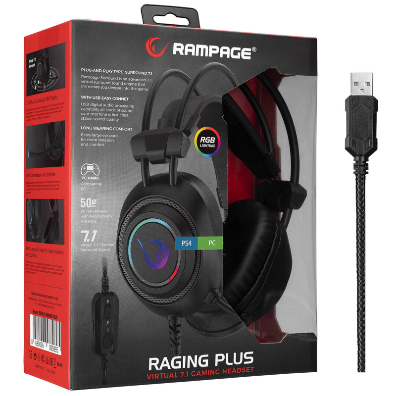 Rampage RM-K19 Plus Przewodowe słuchawki gamingowe z... | PartsPC.pl