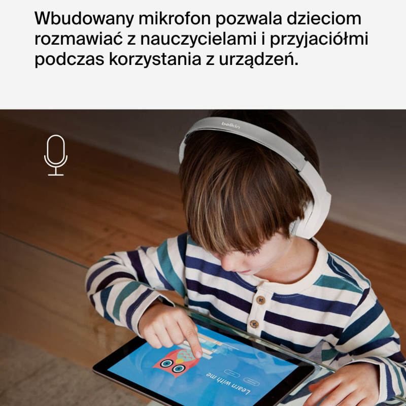 Belkin Bezprzewodowe słuchawki nauszne dla dzieci, białe | PartsPC.pl