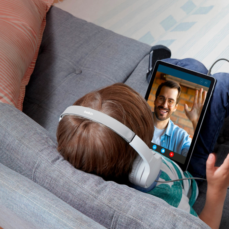 Belkin Bezprzewodowe słuchawki nauszne dla dzieci, białe | PartsPC.pl