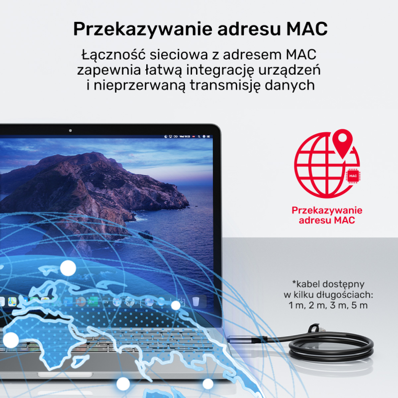 Unitek Kabel Ethernet USB C RJ-45 LAN, przewód sieciowy... | PartsPC.pl