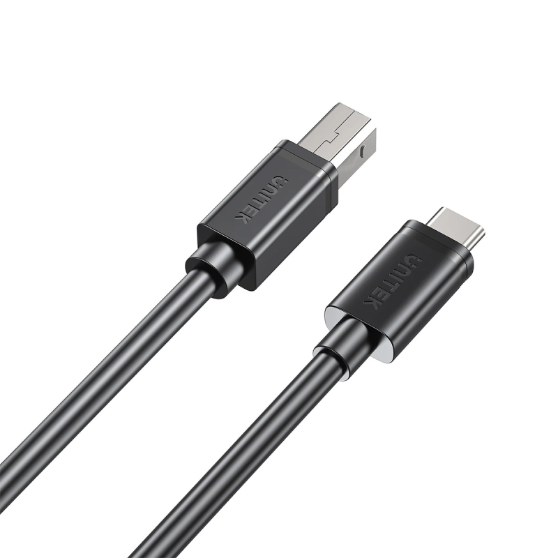Unitek kabel do drukarki USB C na USB B 2.0 czarny 1m | PartsPC.pl