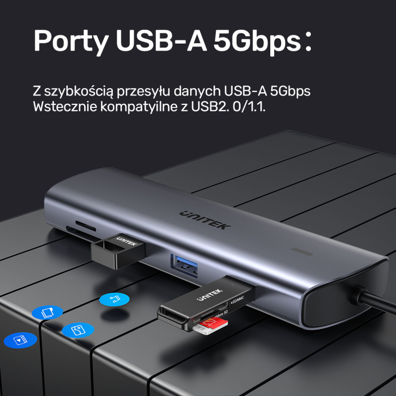 Unitek Hub 9w1 USB C Gigabit Ethernet HDMI VGA 3x USB A... | PartsPC.pl