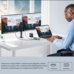 Unitek Hub 9w1 USB C Gigabit Ethernet HDMI VGA 3x USB A... | PartsPC.pl