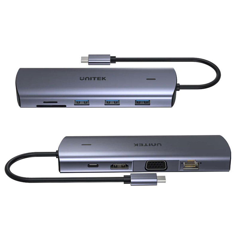 Unitek Hub 9w1 USB C Gigabit Ethernet HDMI VGA 3x USB A... | PartsPC.pl