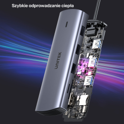 Unitek Hub 9w1 USB C Gigabit Ethernet HDMI VGA 3x USB A... | PartsPC.pl