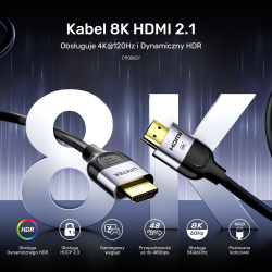 Unitek Kabel HDMI 2.1 8K 60Hz, czarny, 3m | PartsPC.pl