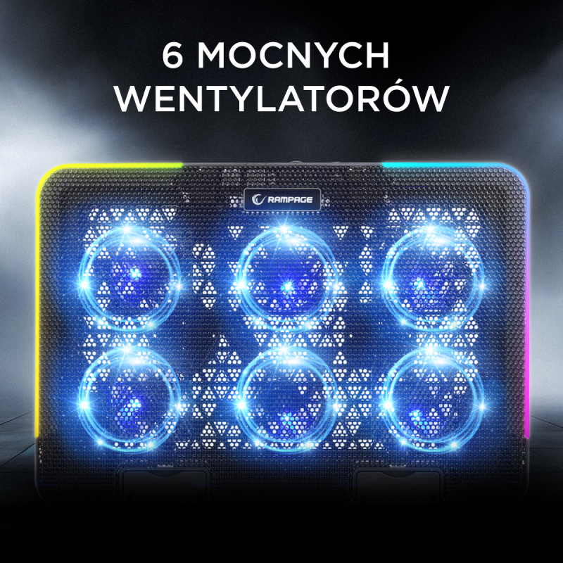 Rampage Sixpower R9 - Podstawka chłodząca pod laptop... | PartsPC.pl