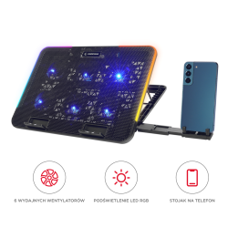 Rampage Sixpower R9 - Podstawka chłodząca pod laptop... | PartsPC.pl