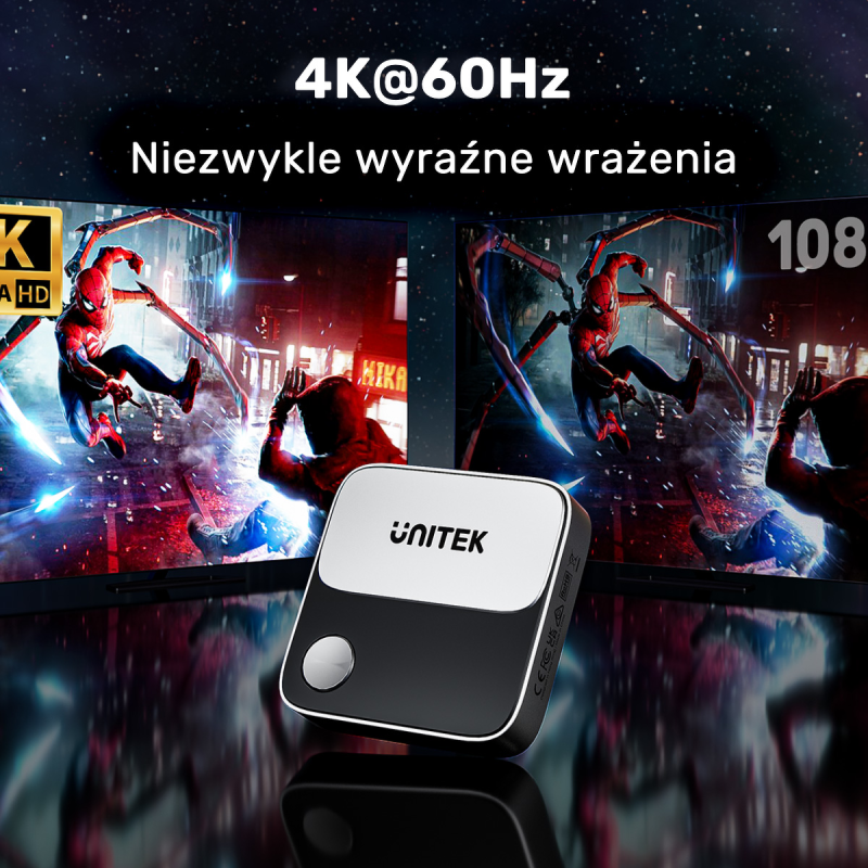 Unitek Bezprzewodowy transmiter HDMI 4K 60Hz zasięg do 8m | PartsPC.pl