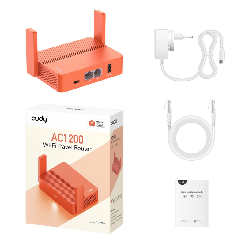 CUDY TR1200 | VPN router, Wi-Fi 5, 2,4GHz/5GHz, USB, MESH | PartsPC.pl