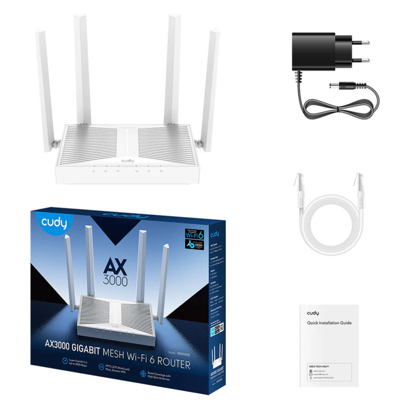 CUDY WR3000E | router, Wi-Fi 6, 2,4GHz/5GHz, Gigabit... | PartsPC.pl