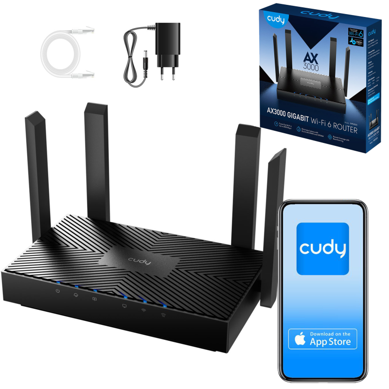CUDY WR3000 | router, Wi-Fi 6, 2,4GHz/5GHz, Gigabit, MESH | PartsPC.pl