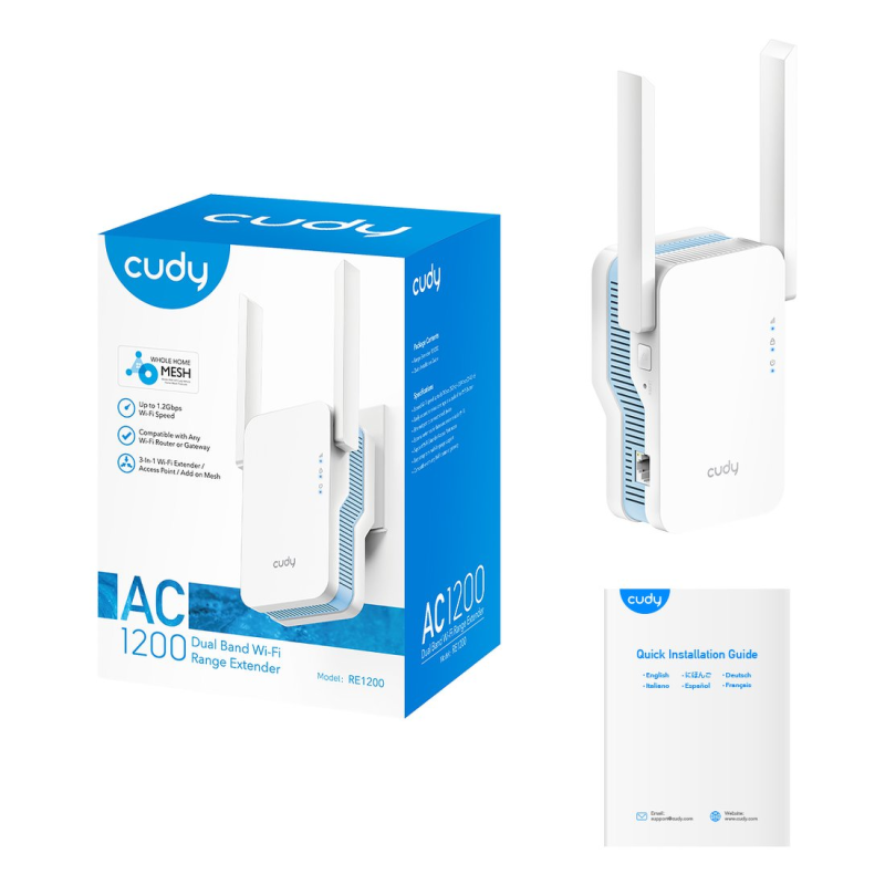 CUDY RE1200 | Repeater, wzmacniacz sygnału Wi-Fi, Mesh | PartsPC.pl
