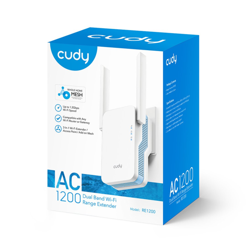 CUDY RE1200 | Repeater, wzmacniacz sygnału Wi-Fi, Mesh | PartsPC.pl