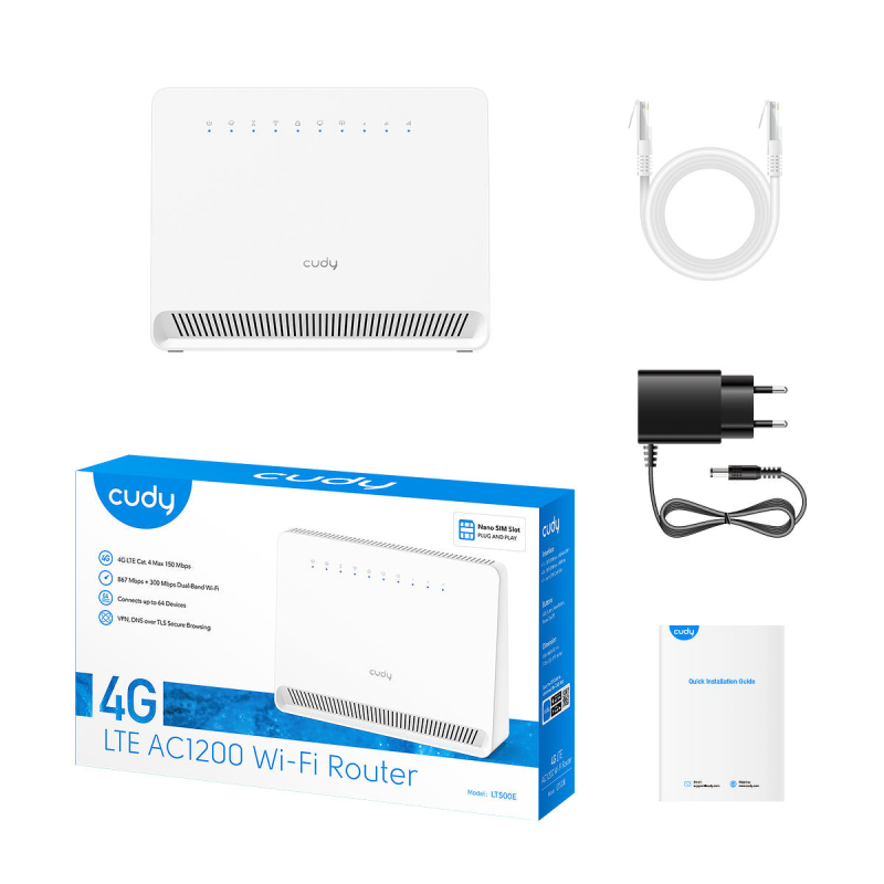 CUDY LT500E | router na karte SIM, Wi-Fi 5, 4G LTE, MESH | PartsPC.pl