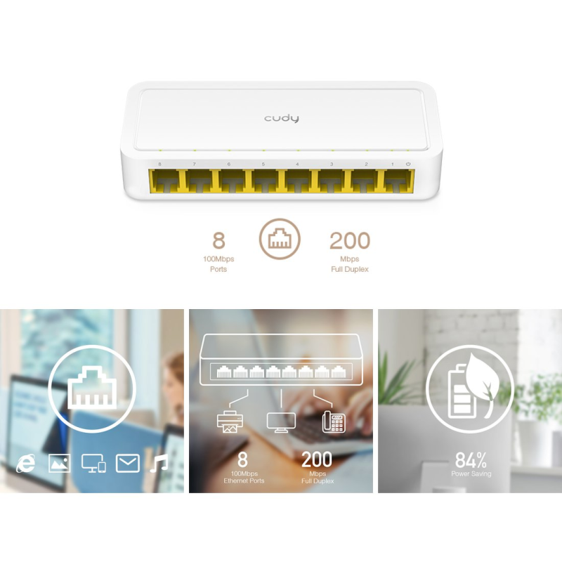 CUDY FS108D | przełącznik sieciowy, 8-portowy | PartsPC.pl