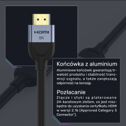 Unitek Kabel HDMI 2.1 8K 60Hz, czarny, 5m | PartsPC.pl