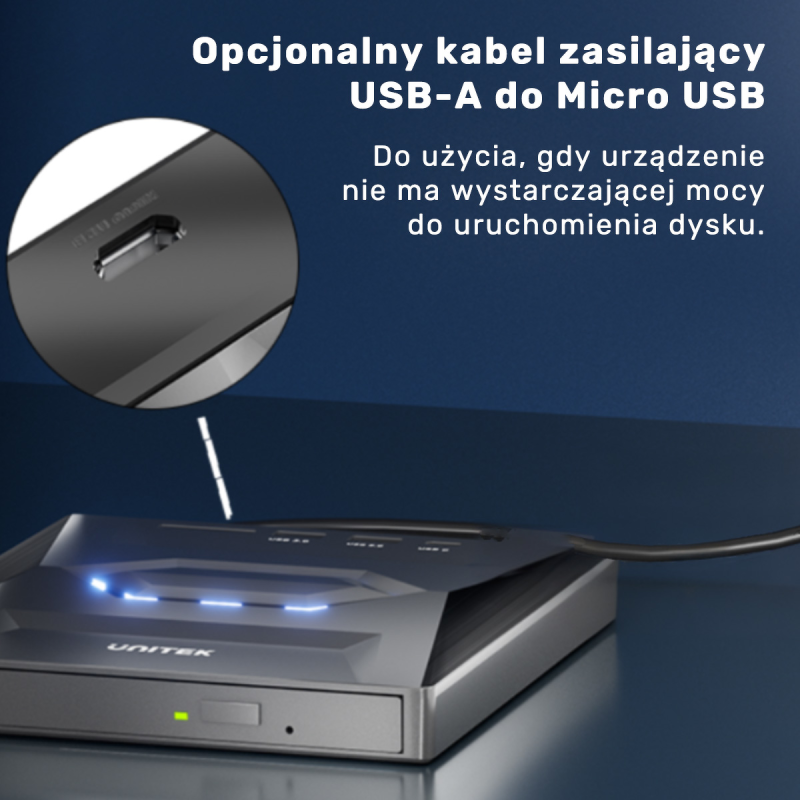 Unitek Nagrywarka zewnętrzna DVD/CD, Hub USB 5Gbps... | PartsPC.pl