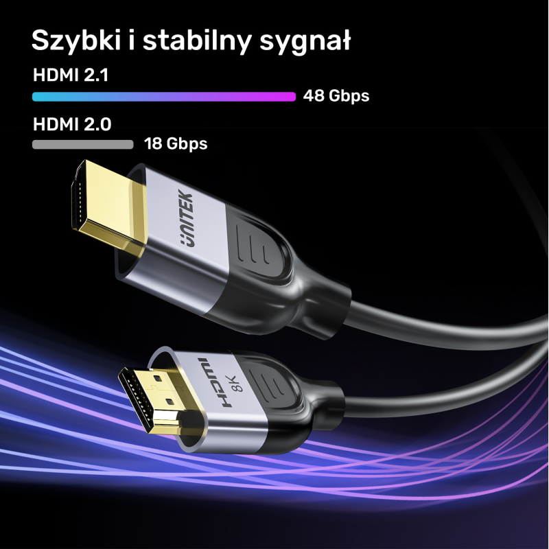 Unitek Kabel HDMI 2.1 8K 60Hz, czarny, 1,5m | PartsPC.pl