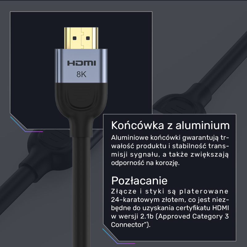 Unitek Kabel HDMI 2.1 8K 60Hz, czarny, 1,5m | PartsPC.pl
