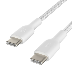 Belkin Kabel USB C na USB C 60W oplot, biały 0,15m | PartsPC.pl