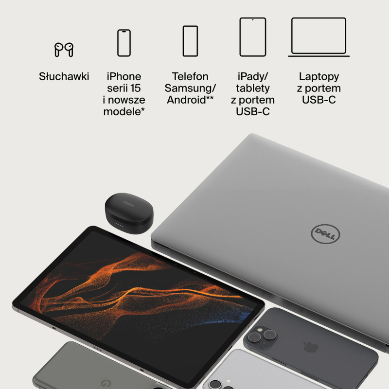 Belkin Kabel USB C na USB C 60W oplot, biały 0,15m | PartsPC.pl