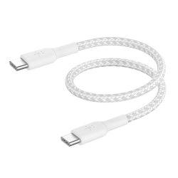 Belkin Kabel USB C na USB C 60W oplot, biały 0,15m | PartsPC.pl