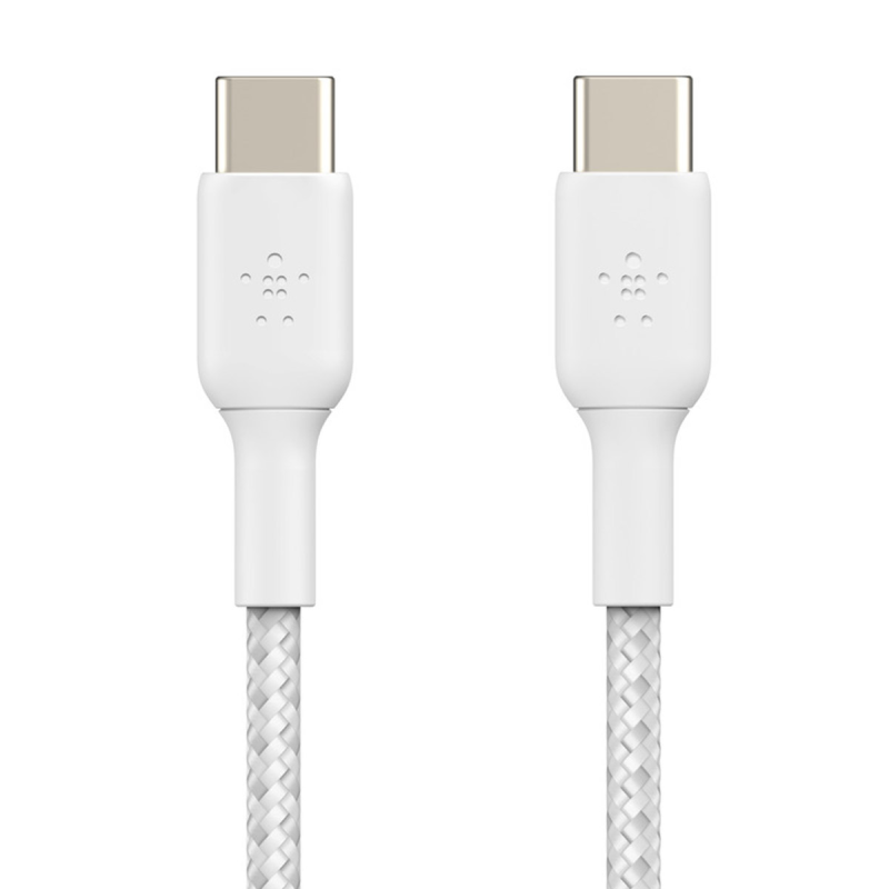 Belkin Kabel USB C na USB C 60W oplot, biały 0,15m | PartsPC.pl