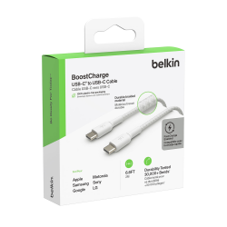 Belkin Kabel USB C na USB C 60W oplot, biały 0,15m | PartsPC.pl