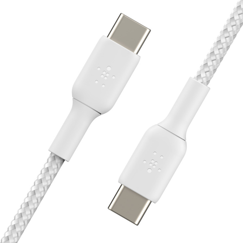 Belkin Kabel USB C na USB C 60W oplot, biały 2m | PartsPC.pl