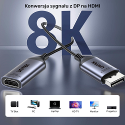 Unitek Przejściówka z DisplayPort 1.4 na HDMI 2.1, 8K60Hz | PartsPC.pl