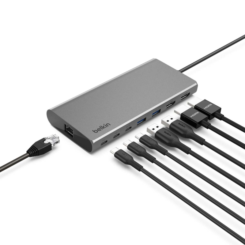 Belkin Hub USB-C 8w1, 10 Gbps, 2 x HDMI 4K szary | PartsPC.pl