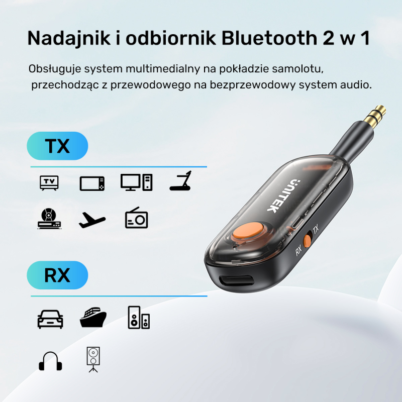 UNITEK 2w1 Adapter Bluetooth 5.3 nadajnik/odbiornik... | PartsPC.pl