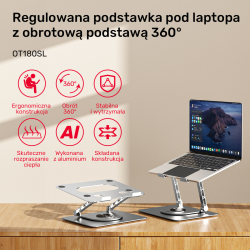 Unitek Podstawka pod laptopa regulowana 360°, 10''- 16''