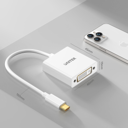 Unitek Adapter USB-C na DVI 1080P@60Hz, biały, 15cm | PartsPC.pl