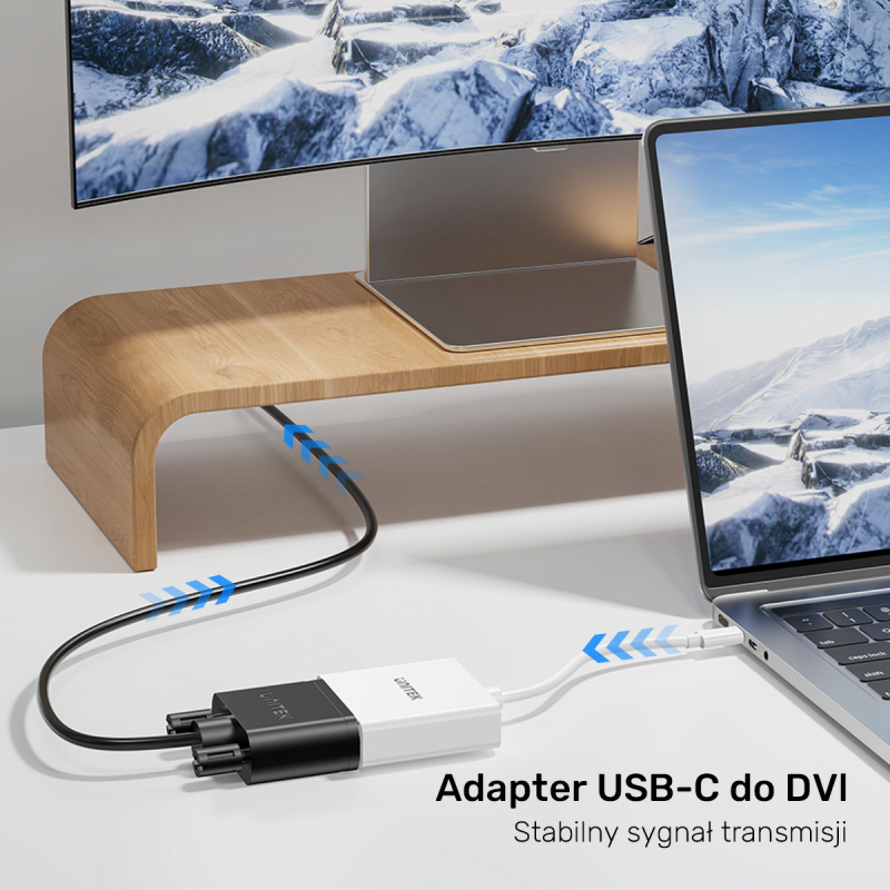 Unitek Adapter USB-C na DVI 1080P@60Hz, biały, 15cm | PartsPC.pl