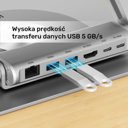 Unitek Podstawka pod laptop z odłączanym hubem USB-C HDMI 1,4, 4K PD 100W