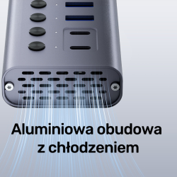 Unitek Hub USB C/USB A 10w1 5Gbps, 8x USB A, 2x USB C z włącznikami portów
